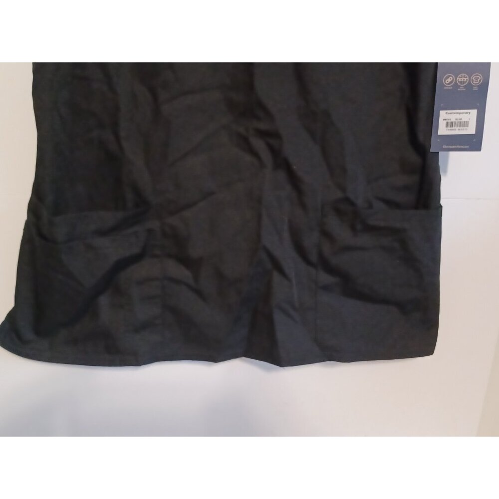 Cherokee NEW With Tags Scrub Top Womens L Black Rib Knit Panels Pockets WW645 - Picture 2 of 7